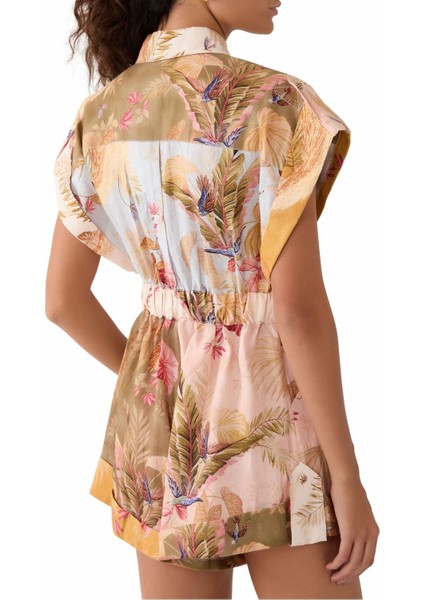 Ascension Cuffed Playsuit , 100% Keten, Yazlık Şık Tulum 2025 modelleri