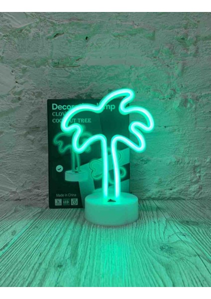Palmiye Temalı Neon Işık Lamba Usb'li & Pilli Set Düğün Nişan Parti Dekoru Hediyelik Masaüstü Takımı modelleri