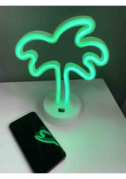 Palmiye Temalı Neon Işık Lamba Usb'li & Pilli Set Düğün Nişan Parti Dekoru Hediyelik Masaüstü Takımı indirimleri