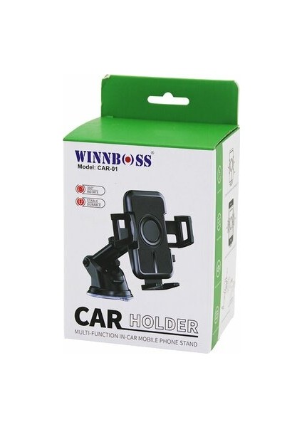 Wınboss Car-01 Araç & Oto Telefon Tutucu (360° Kademeli-Uzayan-Kısalan Kol) (Vantuzlu& Oynar Baş& Genişlik AYARI)*100