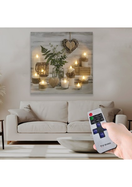 LED Işıklı Uzaktan Kumandalı Mumlar Kanvas Tablo fiyatları
