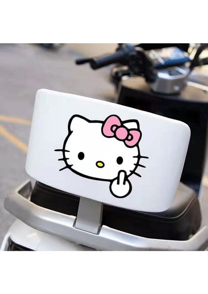 Hello Kitty Orta Parmak Araba Oto Motor Kask Depo Kapağı Sticker modelleri
