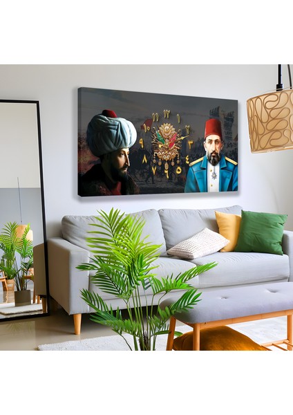 Saatli Osmanlı Tuğrası Panoramik Kanvas Tablo fırsatları