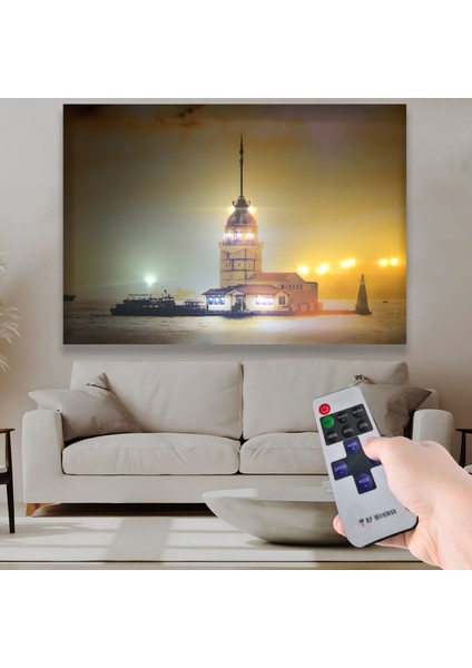LED Işıklı Uzaktan Kumandalı Kız Kulesi Kanvas Tablo