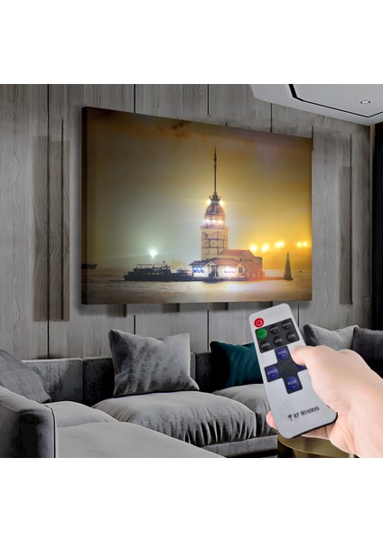 LED Işıklı Uzaktan Kumandalı Kız Kulesi Kanvas Tablo fiyatları