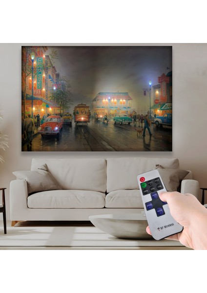 LED Işıklı Uzaktan Kumandalı Tramvay Kanvas Tablo