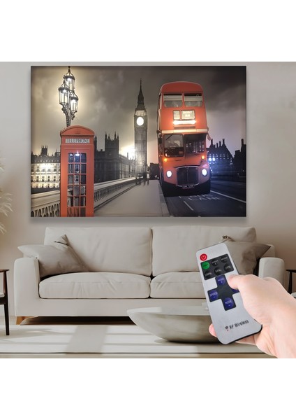 LED Işıklı Uzaktan Kumandalı Londra Teması Kanvas Tablo fiyatları