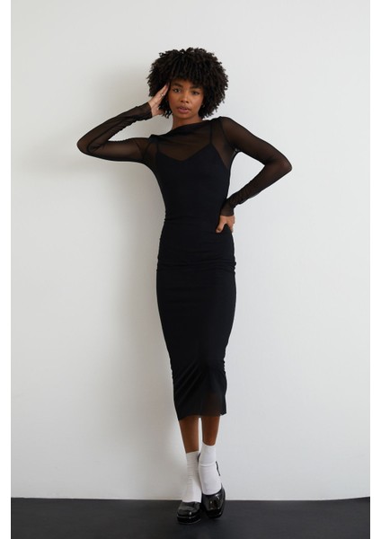 Tül Elbise-Siyah fiyatları