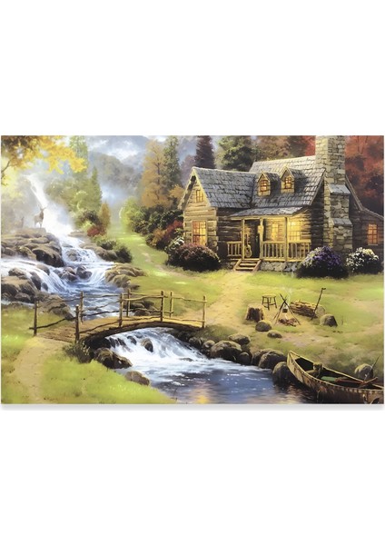 LED Işıklı Uzaktan Kumandalı Dağ Evi Kanvas Tablo indirimleri