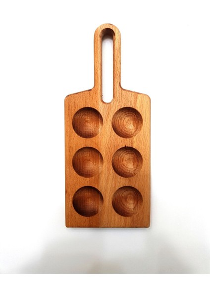 6'lı Ahşap Elips Saplı Yumurtalık, %100 Kayın Ağacı, Şık ve Doğal Tasarım