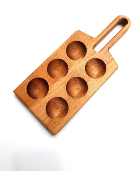 6'lı Ahşap Elips Saplı Yumurtalık, %100 Kayın Ağacı, Şık ve Doğal Tasarım