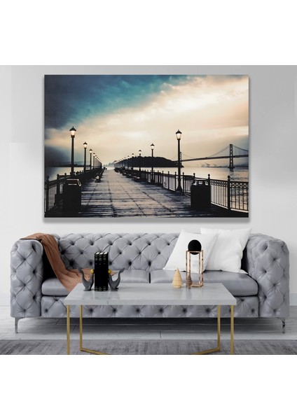 LED Işıklı Uzaktan Kumandalı San Francisco Iskelesi Kanvas Tablo modelleri