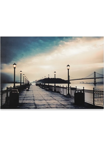 LED Işıklı Uzaktan Kumandalı San Francisco Iskelesi Kanvas Tablo indirimleri