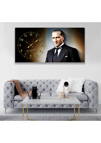 Saatli Atatürk Panoramik Kanvas Tablo modelleri