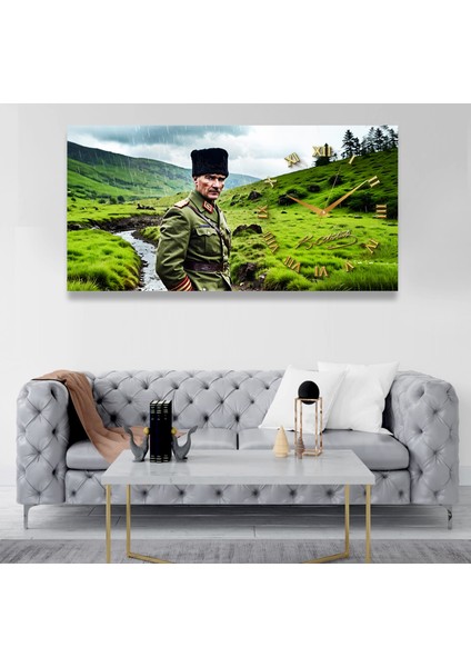 Saatli Atatürk Panoramik Kanvas Tablo fiyatları