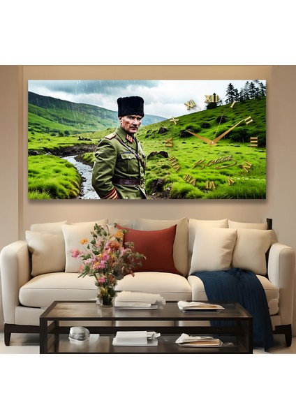 Saatli Atatürk Panoramik Kanvas Tablo modelleri