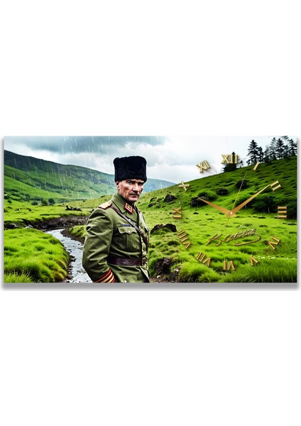 Saatli Atatürk Panoramik Kanvas Tablo indirimleri