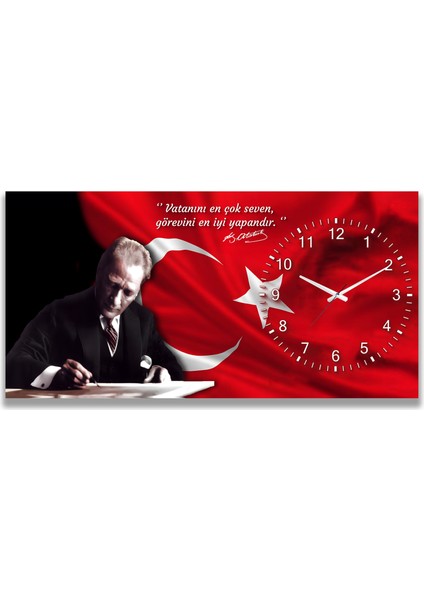 Saatli Atatürk Panoramik Kanvas Tablo indirimleri