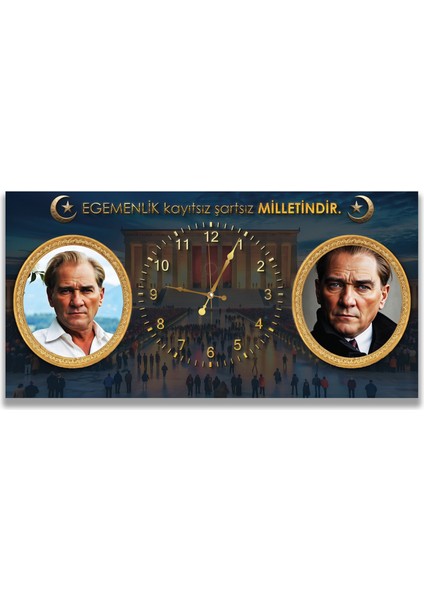 Saatli Atatürk Panoramik Kanvas Tablo indirimleri