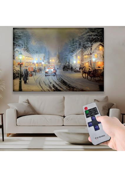 LED Işıklı Uzaktan Kumandalı Kış Kanvas Tablo fiyatları