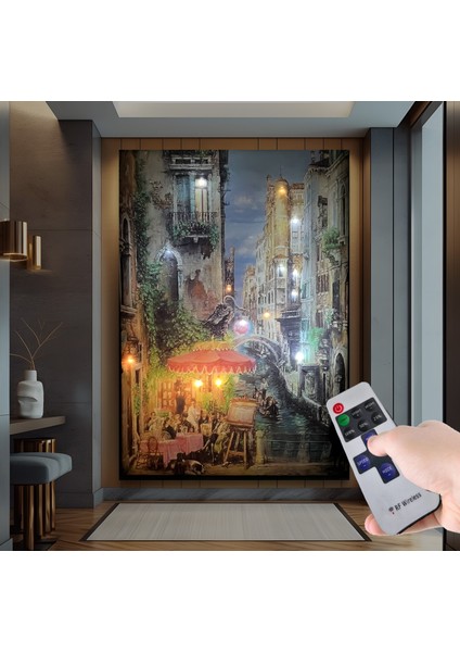 LED Işıklı Uzaktan Kumandalı Tarihi Ev Kanvas Tablo