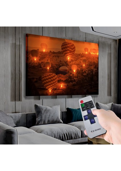 LED Işıklı Uzaktan Kumandalı Kapadokya Kanvas Tablo