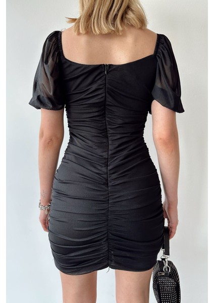 Büzgülü Elbise-Siyah modelleri