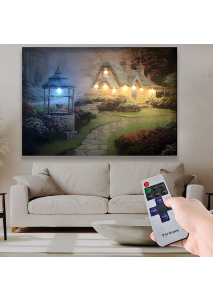 LED Işıklı Uzaktan Kumandalı Dağ Evi Kanvas Tablo fiyatları