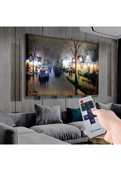 LED Işıklı Uzaktan Kumandalı Tarihi Ev Kanvas Tablo