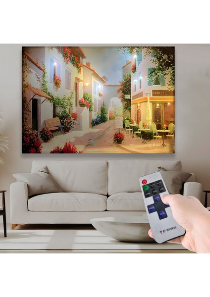 LED Işıklı Uzaktan Kumandalı Huzur Sokağı Kanvas Tablo