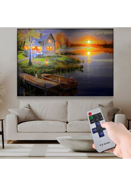 LED Işıklı Uzaktan Kumandalı Manzara Kanvas Tablo fiyatları
