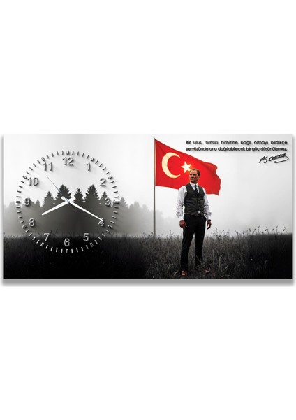 Saatli Atatürk Panoramik Kanvas Tablo indirimleri