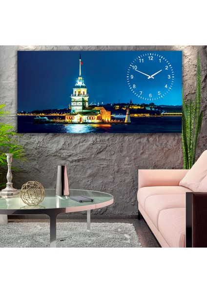 Saatli Kız Kulesi Panoramik Kanvas Tablo fiyatları