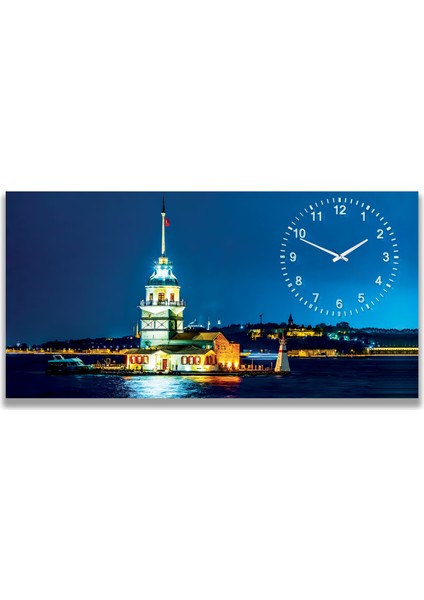 Saatli Kız Kulesi Panoramik Kanvas Tablo indirimleri