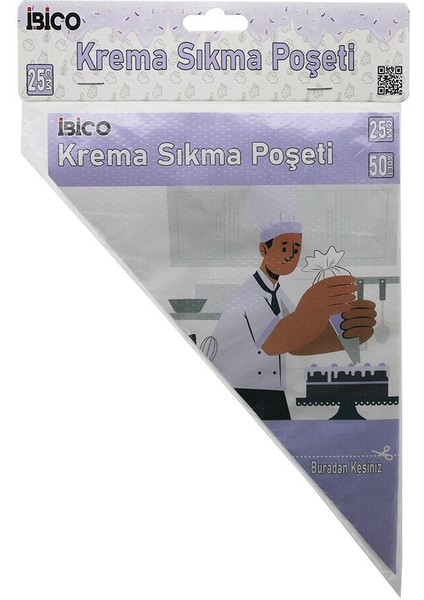 Naylon 25CM 50PCS Krema Sıkma Poşeti Torbası (3791)