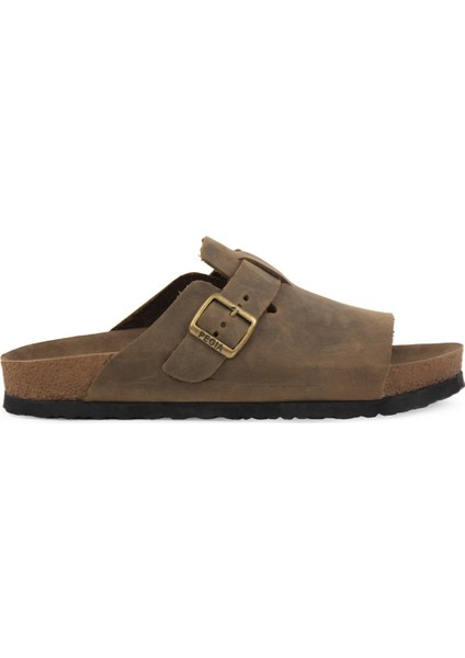 Hakiki Deri Kadın Tokalı Terlik 215546