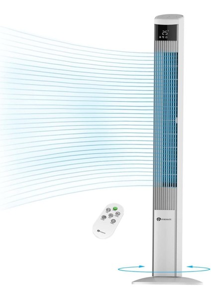 Hava Temizleme Cihazlı ve Dc Motorlu Kule Fan 120CM, 12 Hız, 4 Mod, LED Ekran, Sessiz ve Salınımlı
