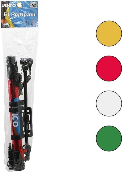 Mandallı Uç Mini El Pompası Bisiklet- Top Bisiklet Montaj Aparatlı 30CM Hortum - Top Iğne - Uç (3791)