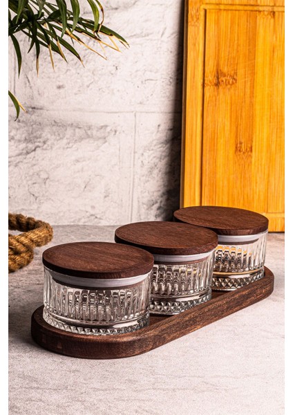 4 Parça Ahşap Tepsili Cam Kahvaltılık Seti, 235 Ml, Çok Amaçlı, Şık ve Kullanışlı fırsatları