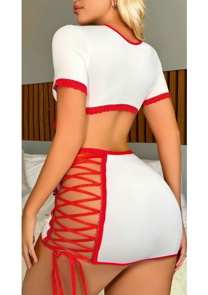 Mulvxbrf BRF02 Beyaz Kenarları Ip Detaylı Hemşire Kostüm (Mulvix) fiyatları