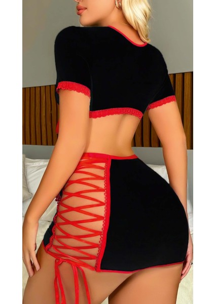 Mulvxbrf BRF02 Siyah Kenarları Ip Detaylı Hemşire Kostüm (Mulvix) fiyatları