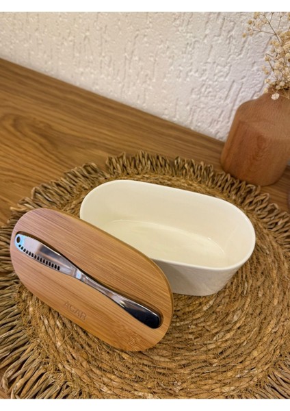 Bambu Kapaklı Porselen Tereyağlık, Şık ve Kullanışlı Mutfak Aksesuarı modelleri