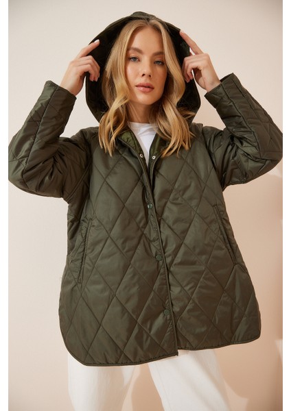 Kapüşonlu Kapitone Oversize Mont LFN0002 YEŞİL fiyatları