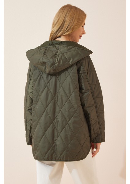 Kapüşonlu Kapitone Oversize Mont LFN0002 YEŞİL fırsatları