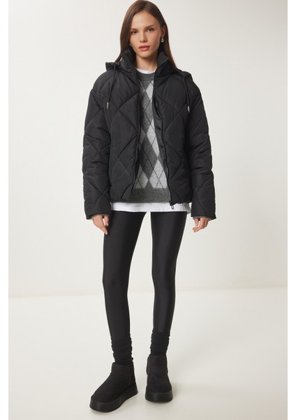 Kapüşonlu Şişme Mont LNT0008 SİYAH