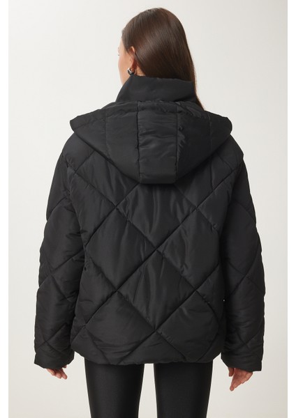 Kapüşonlu Şişme Mont LNT0008 SİYAH