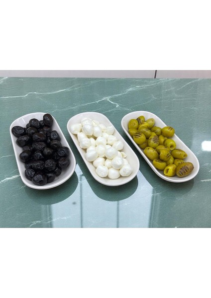 3'lü Beyaz Seramik Çerezlik ve Sosluk Takımı, Kahvaltılık Reçellik Seti
