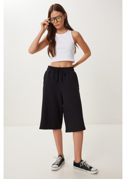 Cepli Esnek Örme Eşofman Şort LUB0126 SİYAH modelleri