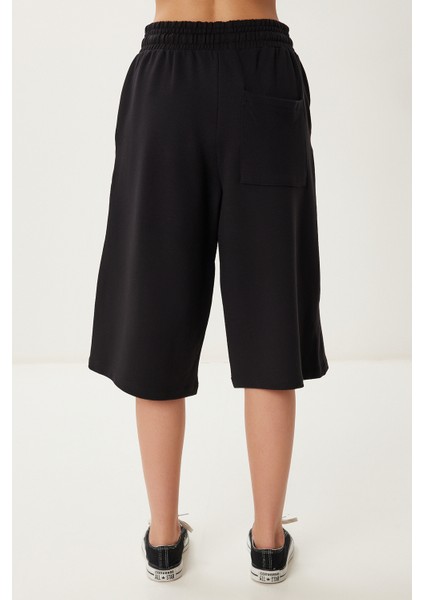 Cepli Esnek Örme Eşofman Şort LUB0126 SİYAH fırsatları