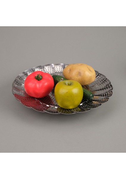 Gri Metalik Sebze Haşlama Aparatı, 28 Cm, Pratik ve Dayanıklı Mutfak Aracı indirimleri